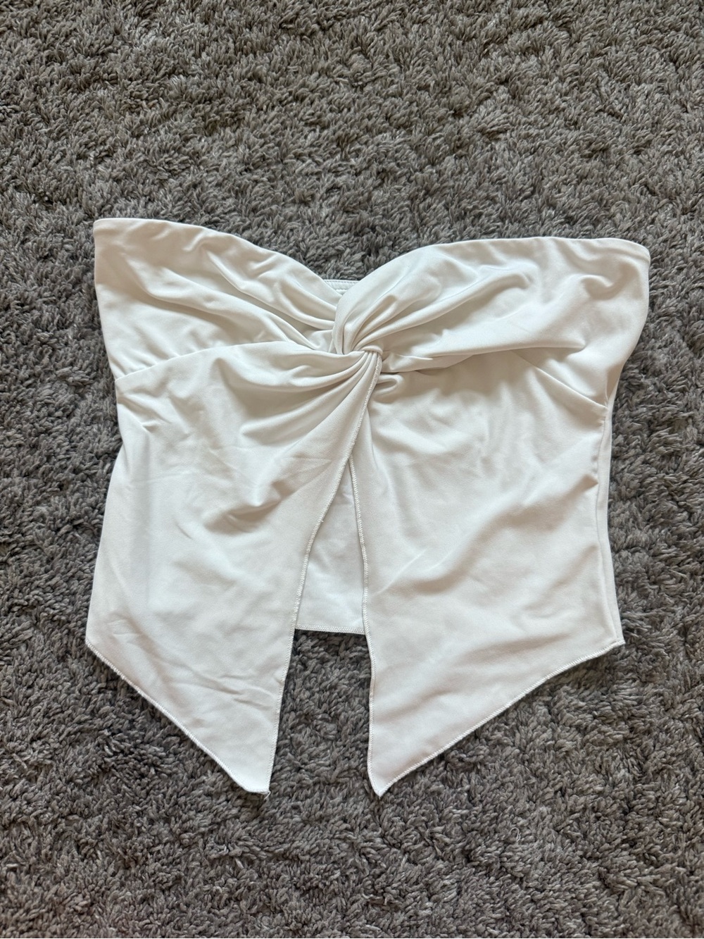White Twist-Front Strapless Top